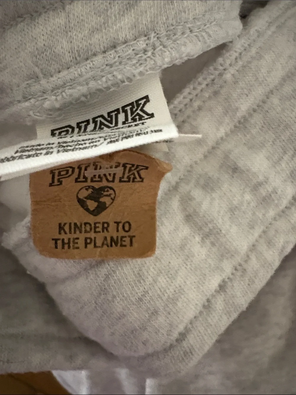 PINK Victoria's Secret Light Gray Joggers with Black Drawcord
